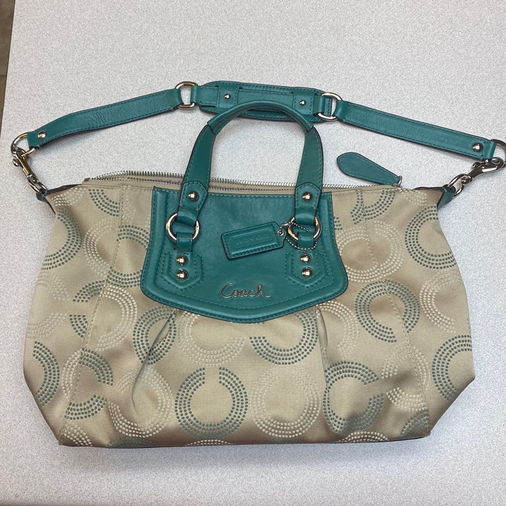 Vintage Coach Ashley carryall. Aegean Teal